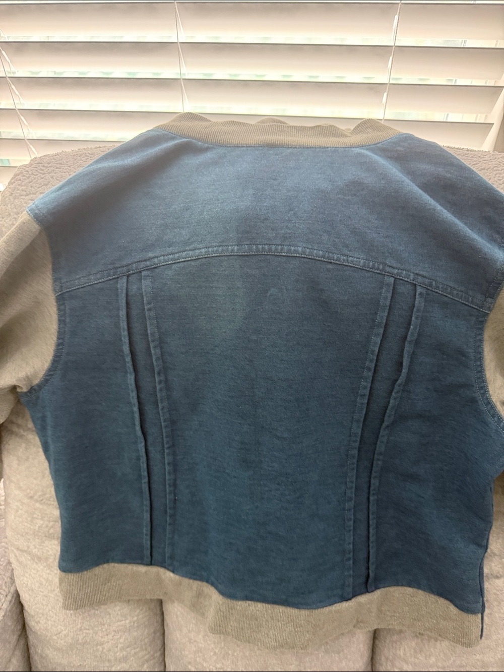Women's Blue and Gray Varsity Bomber Jacket